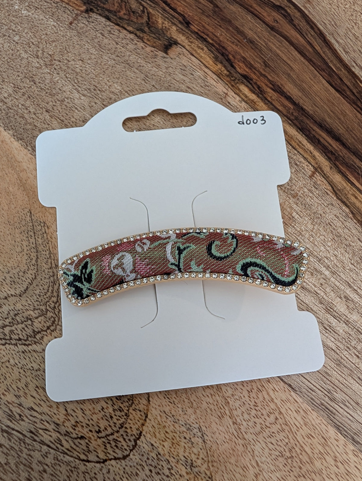 D003 - Song Brocade barrette on packaging card