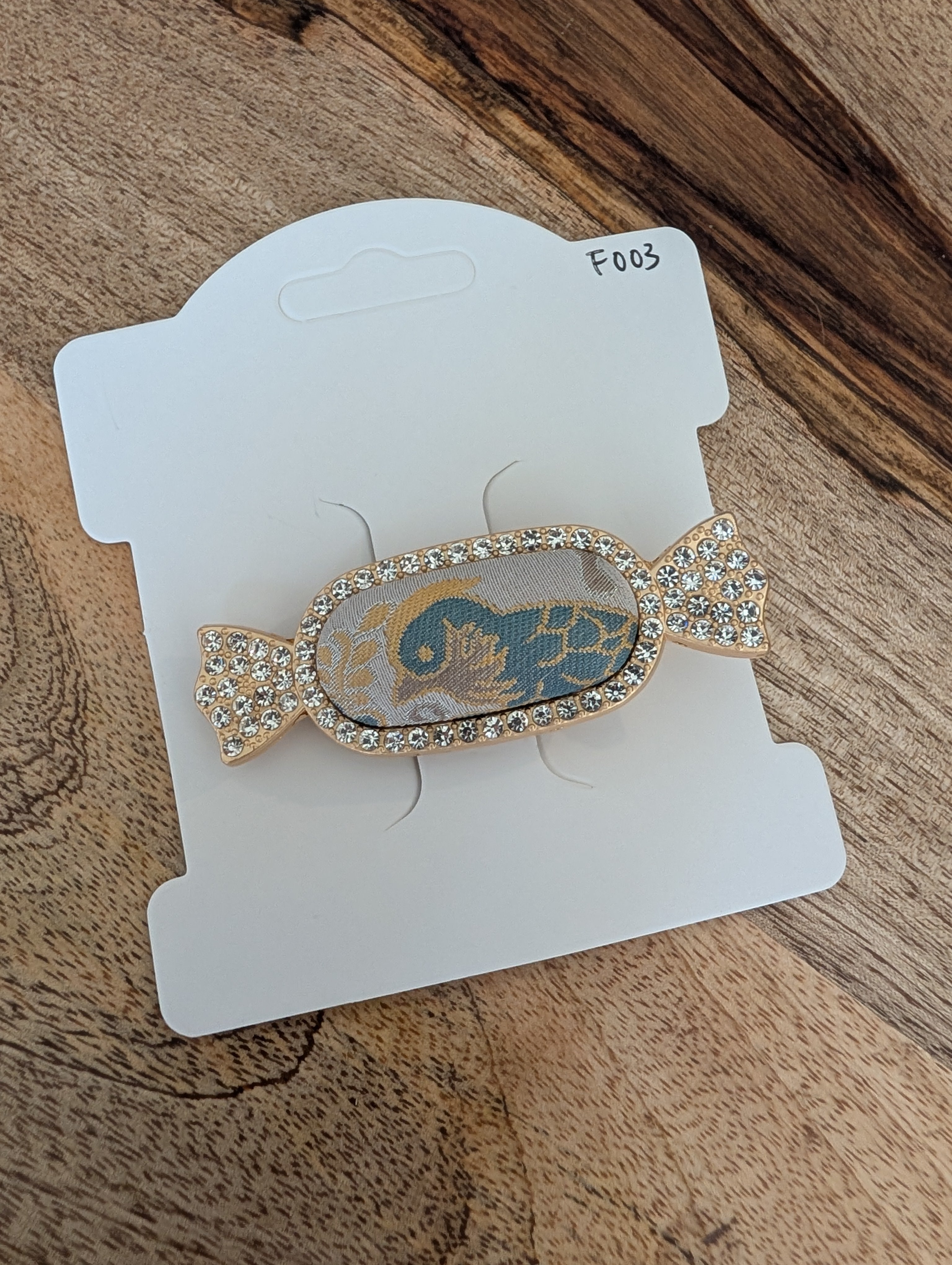 F003 Blue-Gold Song Brocade Candy Hair Clip