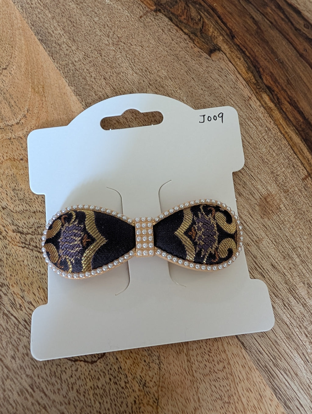 J009 black-gold Song Brocade bow hair clip – product