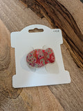 L008 Red Song Brocade hair tie on display card