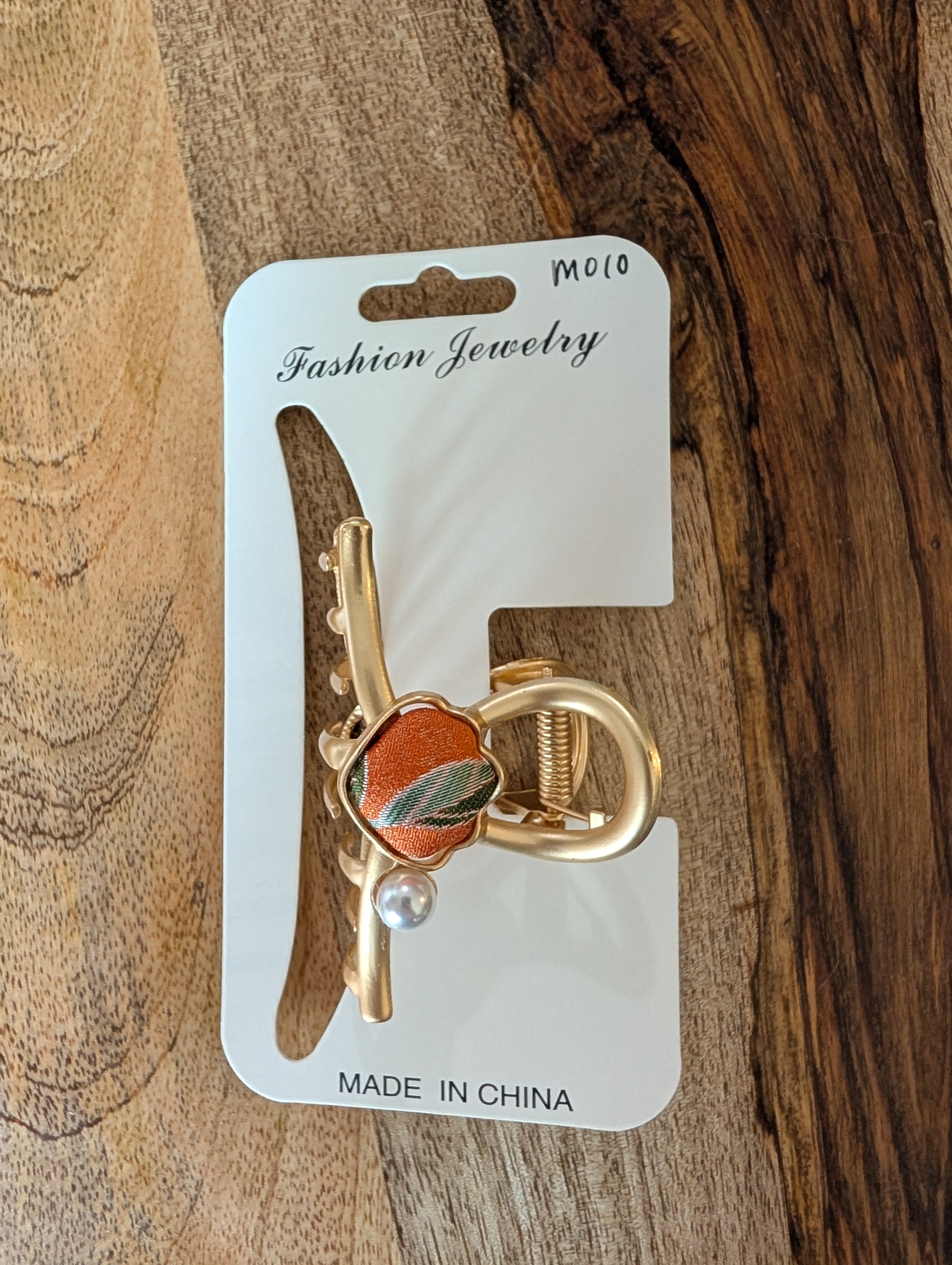 Song Brocade Floral Claw Clip - M010 Orange Red Floral